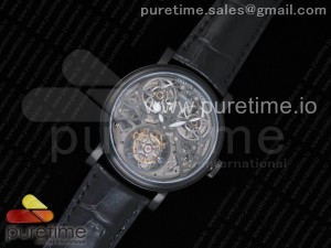 Giga Tourbillon PVD Skeleton Dial on Black Leather Strap