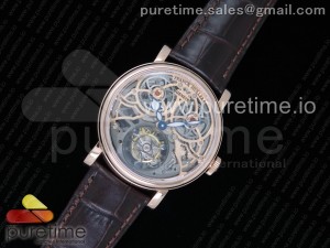 Giga Tourbillon RG Skeleton Dial on Brown Leather Strap