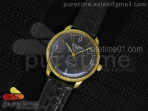 Senator Automatic YG Black Dial on Black Leather Strap A3959