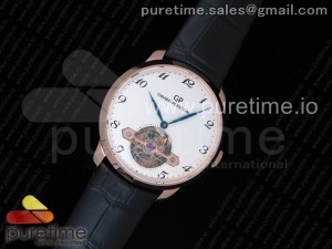 Girard-Perregaux 1966 Tourbillon RG White Dial on Black Leather Strap