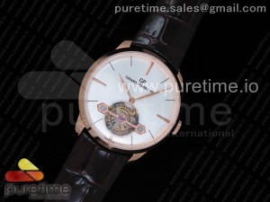 Girard-Perregaux 1966 Tourbillon RG White Dial on Brown Leather Strap