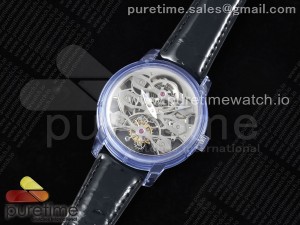 Debuts Quasar Tourbillon Blue Transparent Case RMF Best Edition on Black Leather Strap