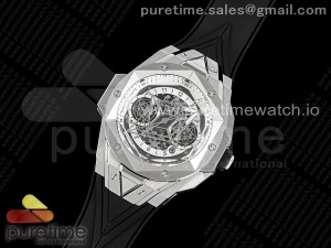 Big Bang Sang Bleu II Chrono SS HRF Best Edition White Dial on Black Gummy Strap A7750