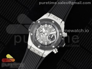 Hublot Big Bang Unico Titanium Ceramic ZF 1:1 Best Edition Skeleton Dial on Black Rubber Strap A1280