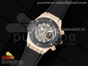 Hublot Big Bang Unico RG Ceramic ZF 1:1 Best Edition Skeleton Dial on Black Rubber Strap A1280