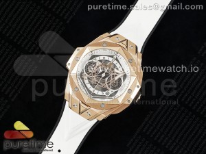 Big Bang Sang Bleu II Chrono RG BBF Best Edition White Dial on White Gummy Strap A7750