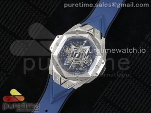 Big Bang Sang Bleu II Chrono SS BBF Best Edition Blue Dial on Blue Gummy Strap A7750