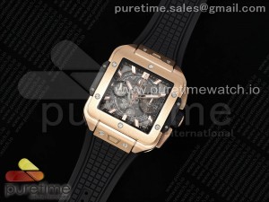 Square Bang Unico 42mm RG BBF 1:1 Best Edition Skeleton Dial on Black Rubber Strap A1280