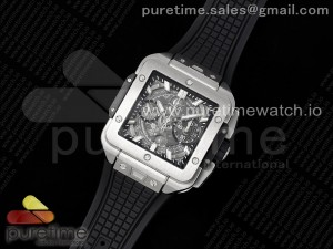 Square Bang Unico 42mm Titanium BBF 1:1 Best Edition Skeleton Dial on Black Rubber Strap A1280