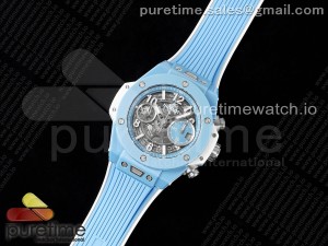 Big Bang Unico Sky Blue Ceramic BBF 1:1 Best Edition Skeleton Dial on Blue/White Rubber Strap A1280