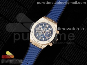 Big Bang Unico 42mm RG BBF 1:1 Best Edition Skeleton Dial on Blue Rubber Strap A1280 V2