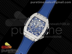 Spirit of Big Bang Titanium BBF 1:1 Best Edition Skeleton Dial on Blue Rubber Strap A7750