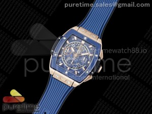 Spirit of Big Bang RG BBF 1:1 Best Edition Blue Ceramic Bezel Skeleton Dial on Blue Rubber Strap A7750