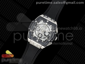 Spirit of Big Bang Titanium BBF 1:1 Best Edition Black Ceramic Bezel Skeleton Dial on Black Rubber Strap A7750