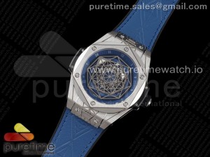 Big Bang Unico Sang Bleu Titanium HBF Skeleton Dial on Blue Gummy Strap HUB1213