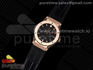 Classic Fusion 45mm RG HBF 1:1 Best Edition Black Dial on Black Gummy Strap A2892