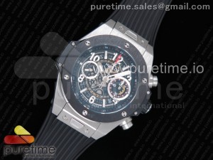 Big Bang Unico 45.5mm SS Ceramic Bezel Skeletonal Dial on Black Rubber Strap HUB1220