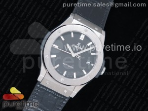 Classic Fusion 45mm Titanium WWF 1:1 Best Edition Black Dial on Black Gummy Strap A2892