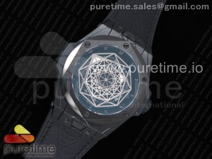 Big Bang Unico Sang Bleu PVD HBF Skeleton Dial on Black Gummy Strap HUB1213