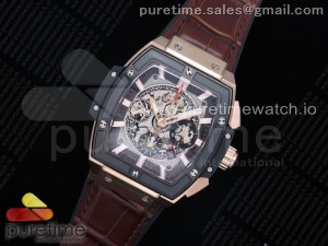 Spirit of Big Bang RG HBF Best Edition Black Bezel White Dial on Brown Gummy Strap A7750 