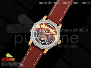 Hankham Two Tone Samurai Dial on Red Leather Strap MIYOTA 8215