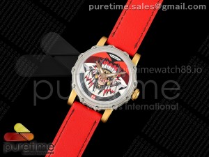 Hankham Two Tone Indians Dial on Red Leather Strap MIYOTA 8215