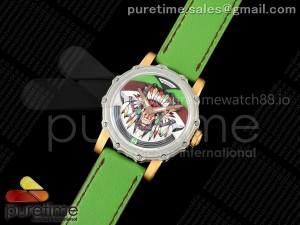 Hankham Two Tone Indians Dial on Green Leather Strap MIYOTA 8215
