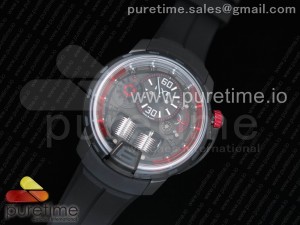 HYT H1 Iceberg PVD CYF Black and Red Dial on Black Rubber Strap Asian HTY Cal.101