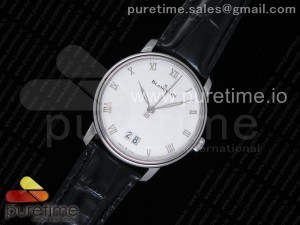 Villeret 6669 Big Date SS V2 HG 1:1 Best Edition White Dial on Black leather Strap A6950