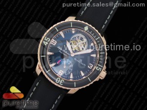 Fifty Fathoms Tourbillon RG Real PR JBF Best Edition Black Dial on Black Nylon Strap (Free Extra Strap)