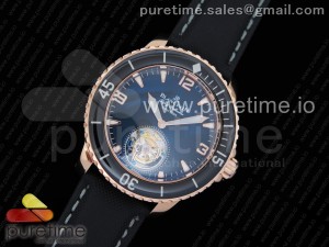 Fifty Fathoms Tourbillon RG JBF Best Edition Black Dial on Black Nylon Strap (Free Extra Strap)