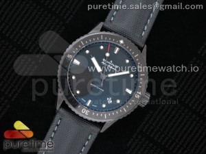 Fifty Fathoms Bathyscaphe Black Ceramic ZF 1:1 Best Edition Black Dial on Black Sail-Canvas Strap A1315