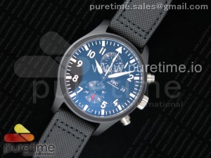 Pilot Chrono Top Gun IW389001 Real Ceramic ZF 1:1 Best Edition Black Dial on Black Calfskin Strap A7750