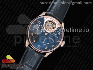 Portuguese Tourbillon IW5046 RG ZF Best Edition Black Dial on Black Leather Strap