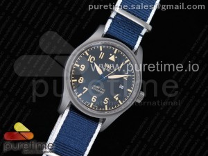 Mark XVIII IW327006 Titanium Grand M+F 1:1 Best Edition Black Dial on Blue Nylon Strap A35111 (Free Leather Strap)