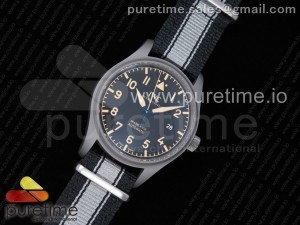 Mark XVIII IW327006 Titanium Grand M+F 1:1 Best Edition Black Dial on Black/Gray Nylon Strap A35111 (Free Leather Strap)