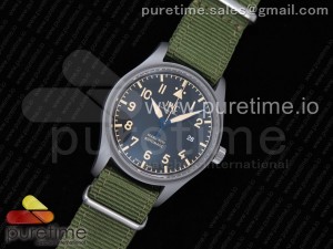 Mark XVIII IW327006 Titanium Grand M+F 1:1 Best Edition Black Dial on Green Nylon Strap A35111 (Free Leather Strap)