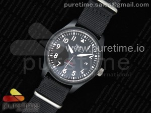 Top Gun IW326901 Ceramic M+F 1:1 Best Edition Black Dial on Black Nylon Strap A2892