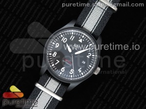 Top Gun IW326901 Ceramic M+F 1:1 Best Edition Black Dial on Black/White Nylon Strap A2892