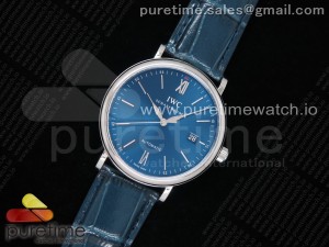 Portofino Automatic SS FKF 1:1 Best Edition Blue Dial on Blue Leather Strap A2892