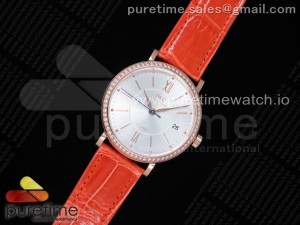 Portofino Automatic 37 RG M+F 1:1 Best Edition Silver Dial on Orange Crocodile Strap A35111