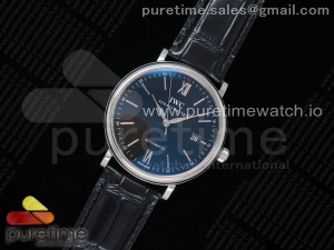 Portofino Automatic SS IW356502 V7F 1:1 Best Edtiion Black Dial on Black Croco Strap ETA2892