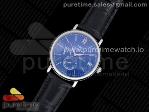 Portofino Fake Power Reserve SS Blue Dial on Black Leather Strap A23J