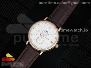 Portofino Fake Power Reserve RG White Dial on Brown Leather Strap A23J