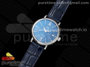 Portofino 37mm SS V7F 1:1 Best Edition Blue Dial on Blue Leather Strap A2892