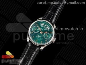 Portuguese Real PR Real Annual Calendar IW503510 ZF 1:1 Best Edition Green Dial on Black Leather Strap A52850