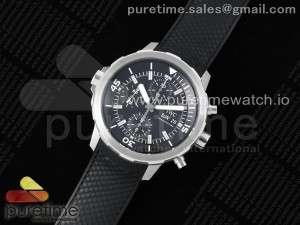 Aquatimer Chrono SS V6SF 1:1 Best Edition Black Dial on Black Rubber Strap A7750