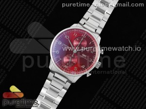 Portuguese Chrono IW3716 V6SF 1:1 Best Edition Red Dial on SS Bracelet A7750