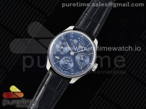 Portugieser Perpetual Calendar SS 5033 APSF 1:1 Best Edition Blue Dial on Black Leather Strap A52610 Clone