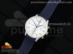 Portuguese Chrono IW3716 Z+F 1:1 Best Edition White Dial on Blue Rubber Strap A69355